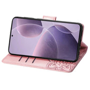 For Xiaomi Redmi K70 Butterfly Love Flower Embossed Leather Phone Case(Rose Gold)