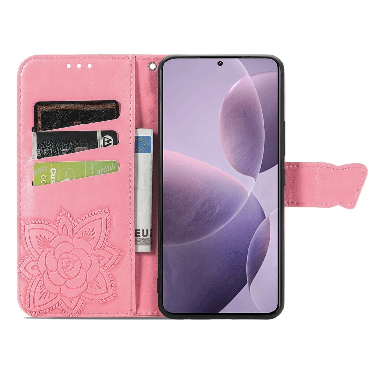 For Xiaomi Redmi K70 Butterfly Love Flower Embossed Leather Phone Case(Pink)
