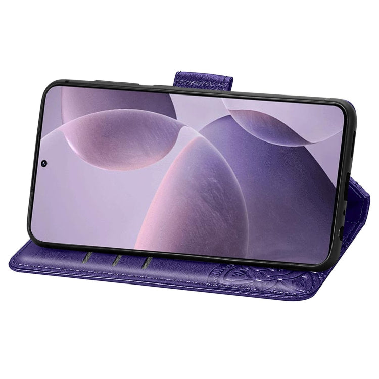 For Xiaomi Redmi K70 Butterfly Love Flower Embossed Leather Phone Case(Dark Purple)