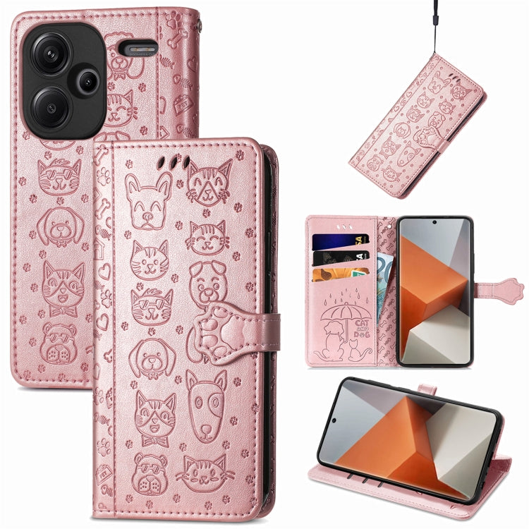 For Xiaomi Redmi Note 13 Pro+ Cat and Dog Embossed Leather Phone Case(Rose Gold) - Note 13 Pro+ Cases by PMC TechLife | Online Shopping South Africa | PMC TechLife