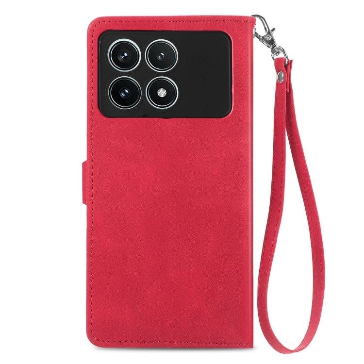 For Xiaomi Redmi K70 Pro Embossed Flower Zipper Leather Phone Case(Red) - K70 Pro Cases by PMC Jewellery | Online Shopping South Africa | PMC Jewellery | Buy Now Pay Later Mobicred