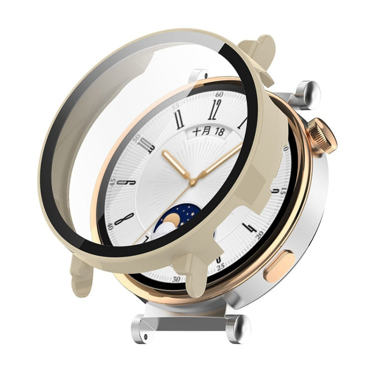 For Huawei Watch GT 4 46mm ENKAY Hat-Prince Full Coverage PC + Tempered Film Integrated Watch Protective Case(Ivory White) - Watch Cases by ENKAY | Online Shopping South Africa | PMC TechLife | Buy Now Pay Later Mobicred