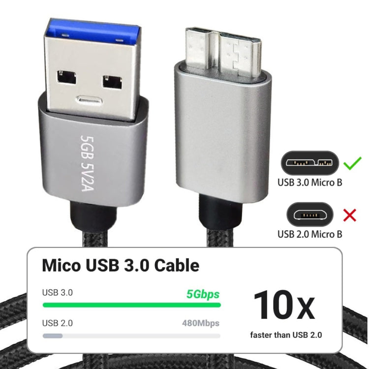 JUNSUNMAY USB 3.0 Male to Micro-B Cord Cable Compatible with Samsung Camera Hard Drive, Length:3m - USB Cable by JUNSUNMAY | Online Shopping South Africa | PMC TechLife | Buy Now Pay Later Mobicred