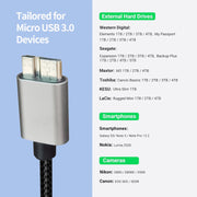 JUNSUNMAY USB 3.0 Male to Micro-B Cord Cable Compatible with Samsung Camera Hard Drive, Length:5m