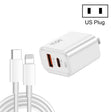45PQ 45W PD25W + QC3.0 20W USB Super Fast Charger with Type-C to 8 Pin Cable, US Plug(White) - USB Charger by PMC TechLife | Online Shopping South Africa | PMC TechLife | Buy Now Pay Later Mobicred