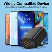 45PQ 45W PD25W + QC3.0 20W USB Super Fast Charger with Type-C to 8 Pin Cable, US Plug(White)