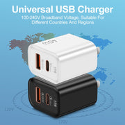 45PQ 45W PD25W + QC3.0 20W USB Super Fast Charger with Type-C to 8 Pin Cable, US Plug(Transparent Gray)