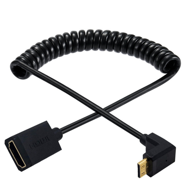 JUNSUNMAY 4K 60Hz Mini HDMI Male to HDMI 2.0V Female Spring Cable, Length:1.8m(Left) - free shipping - PMC Jewellery - Order now!