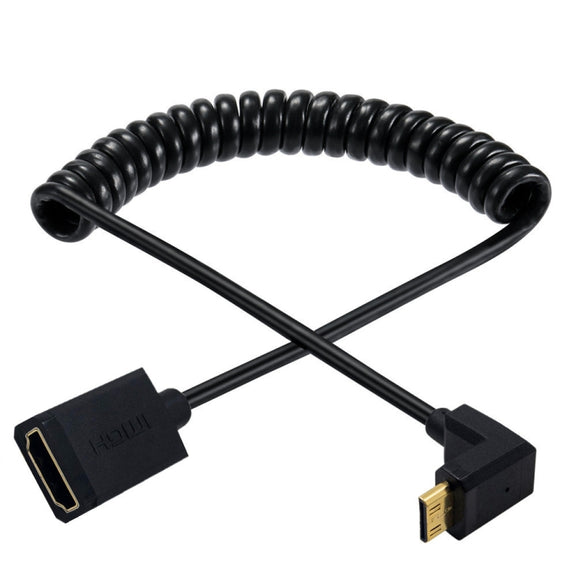 JUNSUNMAY 4K 60Hz Mini HDMI Male to HDMI 2.0V Female Spring Cable, Length:1.8m(Straight)