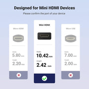 JUNSUNMAY 4K 60Hz Mini HDMI Male to HDMI 2.0V Female Spring Cable, Length:1.8m(Left)