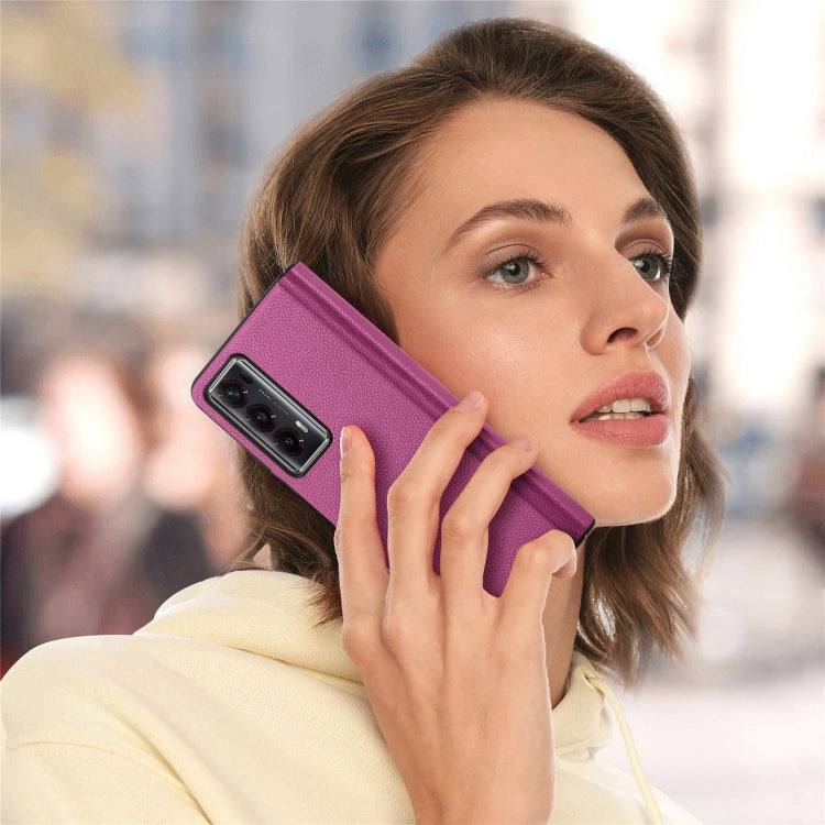 For Honor Magic V2 Litchi Magnetic Hinge Shockproof Phone Case(Rose) - Honor Cases by PMC TechLife | Online Shopping South Africa | PMC TechLife | Buy Now Pay Later Mobicred