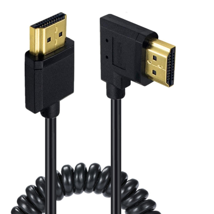 JUNSUNMAY 4K 60Hz HDMI Male to Male HDMI 2.0V Elbow Head Spring Cable, Length:1.2m(Right) - Cable by JUNSUNMAY | Online Shopping South Africa | PMC TechLife | Buy Now Pay Later Mobicred