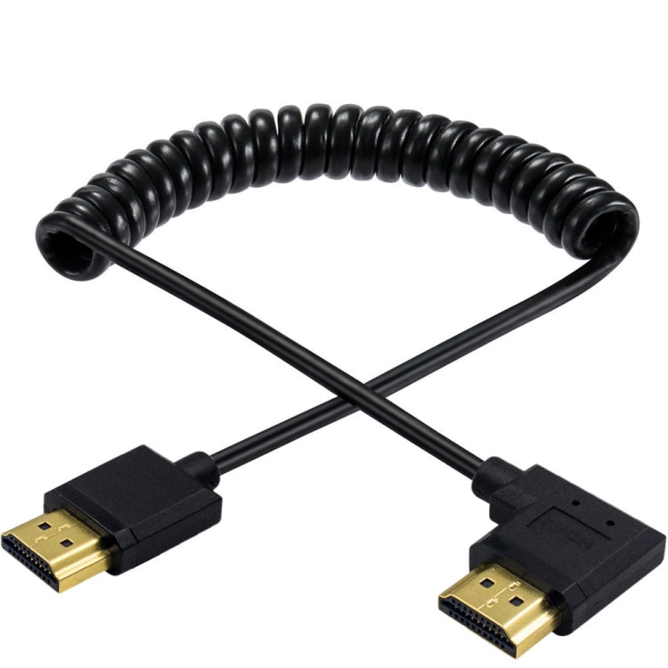 JUNSUNMAY 4K 60Hz HDMI Male to Male HDMI 2.0V Elbow Head Spring Cable, Length:1.2m(Right) - Cable by JUNSUNMAY | Online Shopping South Africa | PMC TechLife | Buy Now Pay Later Mobicred