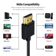 JUNSUNMAY 4K 60Hz HDMI Male to Male HDMI 2.0V Elbow Head Spring Cable, Length:1.2m(Down)