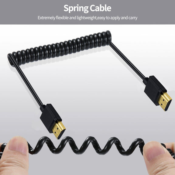 JUNSUNMAY 4K 60Hz HDMI Male to Male HDMI 2.0V Elbow Head Spring Cable, Length:1.2m(Straight)