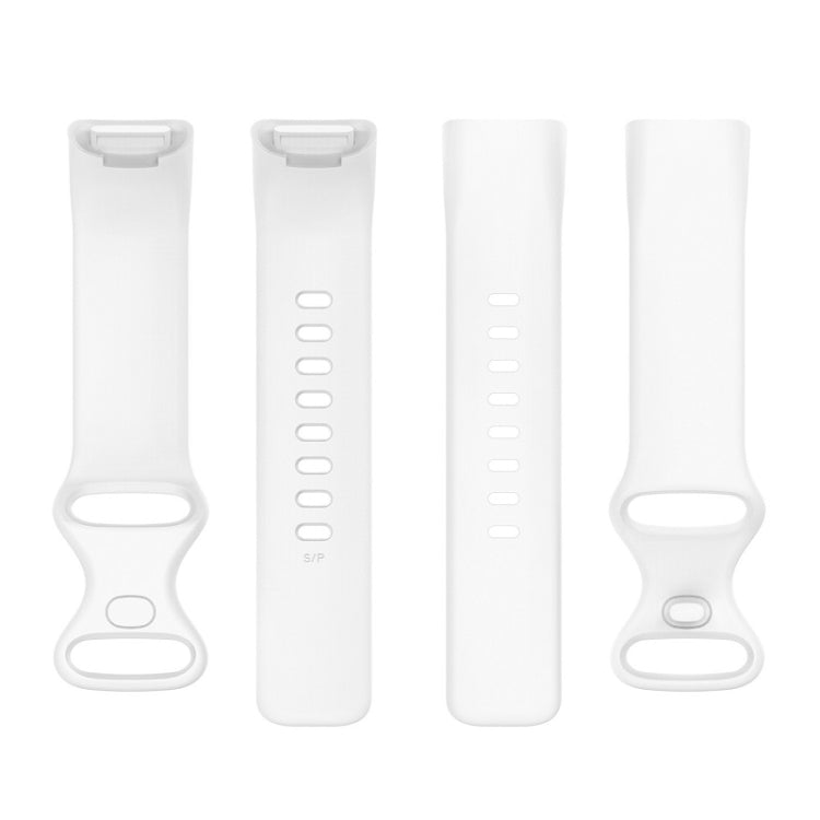 For Fitbit Charge 6 Solid Color Butterfly Buckle Silicone Watch Band, Size:L Size(White)