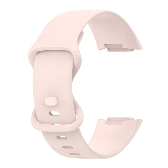 For Fitbit Charge 6 Solid Color Butterfly Buckle Silicone Watch Band, Size:L Size(Light Pink)