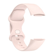 For Fitbit Charge 6 Solid Color Butterfly Buckle Silicone Watch Band, Size:L Size(Light Pink)