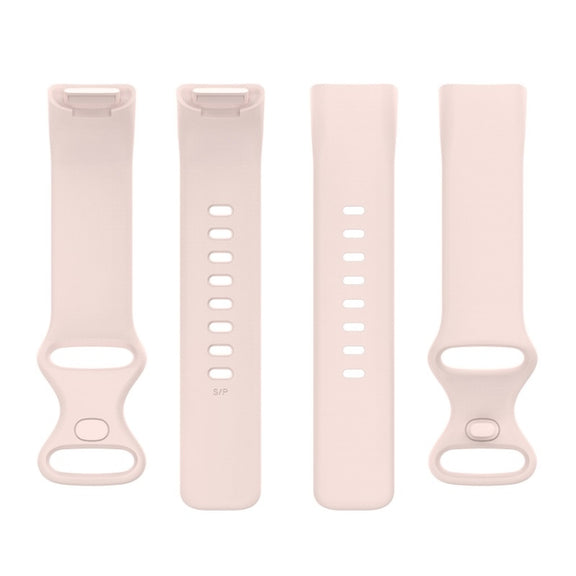 For Fitbit Charge 6 Solid Color Butterfly Buckle Silicone Watch Band, Size:L Size(Light Pink)