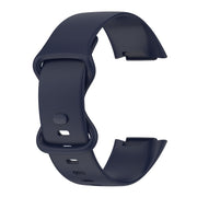 For Fitbit Charge 6 Solid Color Butterfly Buckle Silicone Watch Band, Size:L Size(Dark Blue)