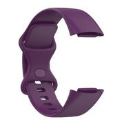 For Fitbit Charge 6 Solid Color Butterfly Buckle Silicone Watch Band, Size:L Size(Dark Purple)