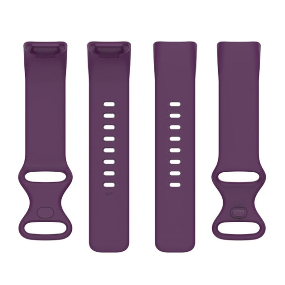 For Fitbit Charge 6 Solid Color Butterfly Buckle Silicone Watch Band, Size:L Size(Dark Purple)