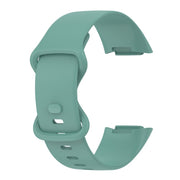 For Fitbit Charge 6 Solid Color Butterfly Buckle Silicone Watch Band, Size:L Size(Pine Green)