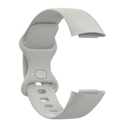 For Fitbit Charge 6 Solid Color Butterfly Buckle Silicone Watch Band, Size:L Size(Gray)