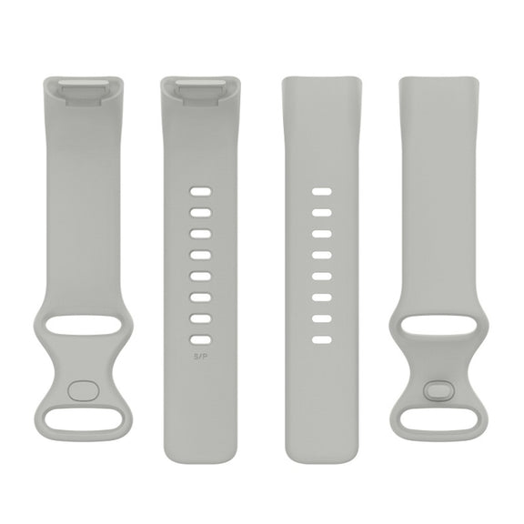 For Fitbit Charge 6 Solid Color Butterfly Buckle Silicone Watch Band, Size:L Size(Gray)