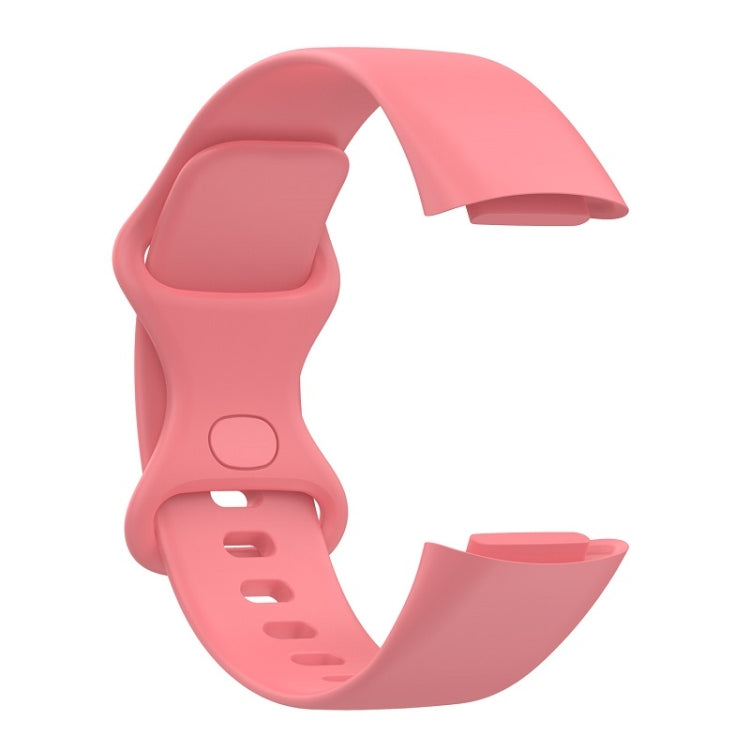 For Fitbit Charge 6 Solid Color Butterfly Buckle Silicone Watch Band, Size:S Size(Pink) - Watch Bands by PMC TechLife | Online Shopping South Africa | PMC TechLife | Buy Now Pay Later Mobicred