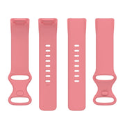 For Fitbit Charge 6 Solid Color Butterfly Buckle Silicone Watch Band, Size:S Size(Pink)