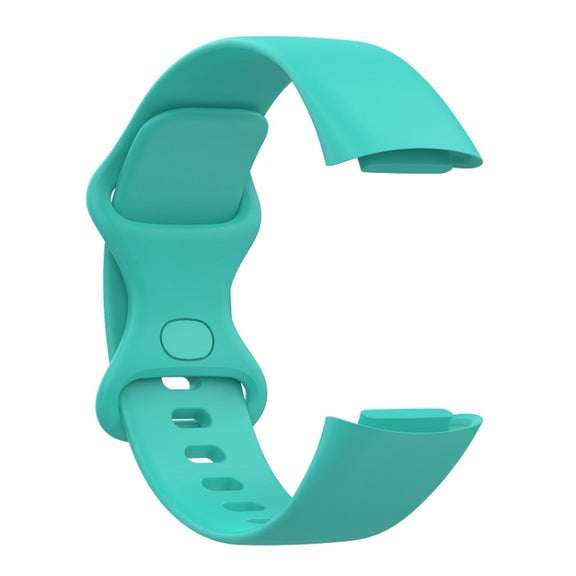 For Fitbit Charge 6 Solid Color Butterfly Buckle Silicone Watch Band, Size:S Size(Teal Green)