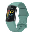 For Fitbit Charge 6 Solid Color Butterfly Buckle Silicone Watch Band, Size:S Size(Pine Green) - Watch Bands by PMC TechLife | Online Shopping South Africa | PMC TechLife | Buy Now Pay Later Mobicred
