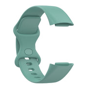 For Fitbit Charge 6 Solid Color Butterfly Buckle Silicone Watch Band, Size:S Size(Pine Green)