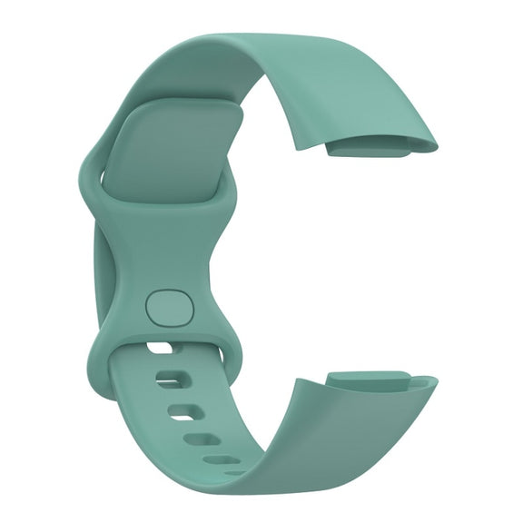 For Fitbit Charge 6 Solid Color Butterfly Buckle Silicone Watch Band, Size:S Size(Pine Green)