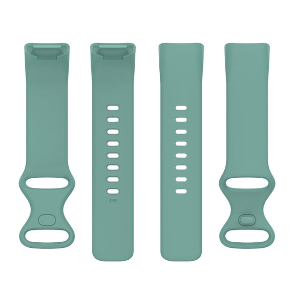 For Fitbit Charge 6 Solid Color Butterfly Buckle Silicone Watch Band, Size:S Size(Pine Green)