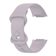 For Fitbit Charge 6 Solid Color Butterfly Buckle Silicone Watch Band, Size:S Size(Light Purple)