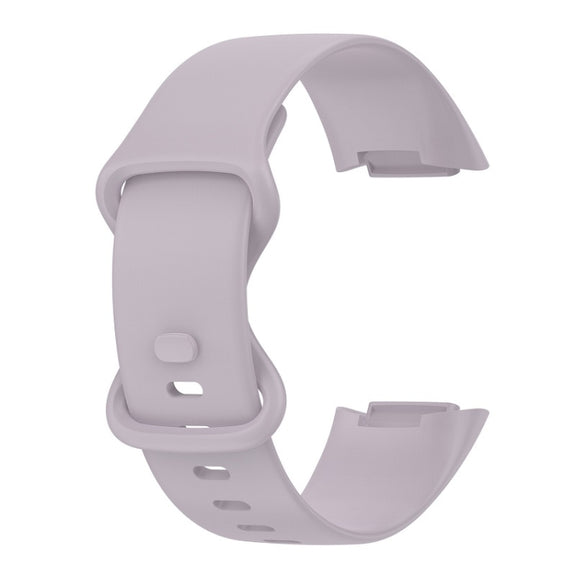For Fitbit Charge 6 Solid Color Butterfly Buckle Silicone Watch Band, Size:S Size(Light Purple)