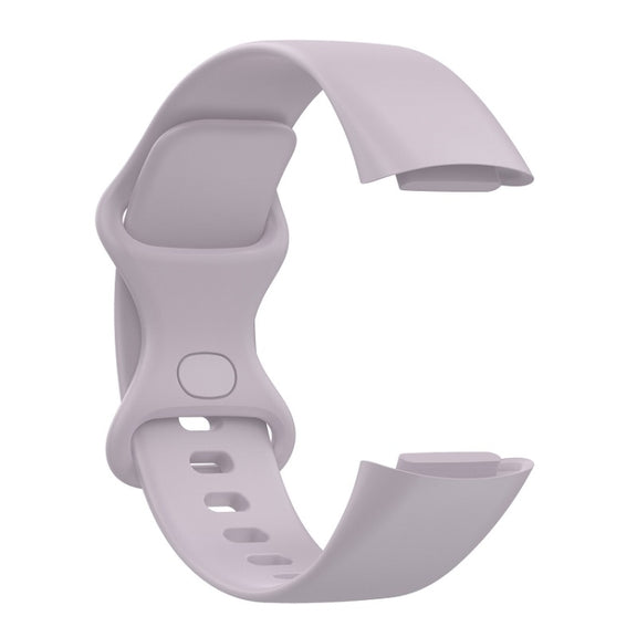 For Fitbit Charge 6 Solid Color Butterfly Buckle Silicone Watch Band, Size:S Size(Light Purple)