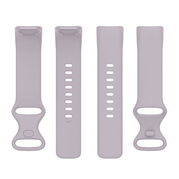 For Fitbit Charge 6 Solid Color Butterfly Buckle Silicone Watch Band, Size:S Size(Light Purple)