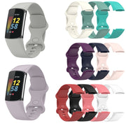 For Fitbit Charge 6 Solid Color Butterfly Buckle Silicone Watch Band, Size:L Size(Dark Blue)