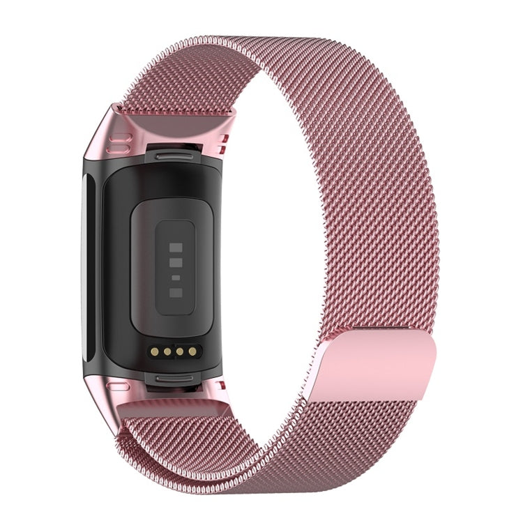 For Fitbit Charge 6 Milan Magnetic Metal Steel Mesh Watch Band(Pink) - Watch Bands by PMC TechLife | Online Shopping South Africa | PMC TechLife | Buy Now Pay Later Mobicred