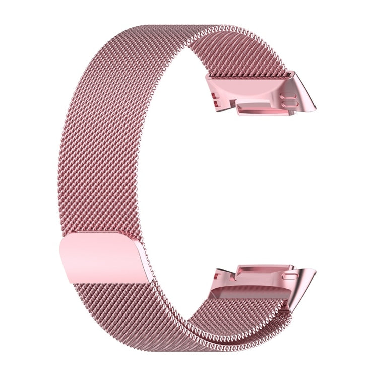 For Fitbit Charge 6 Milan Magnetic Metal Steel Mesh Watch Band(Pink)