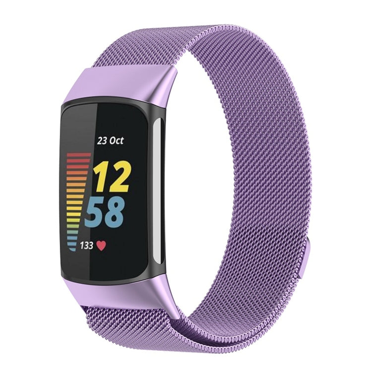 For Fitbit Charge 6 Milan Magnetic Metal Steel Mesh Watch Band(Purple) - Watch Bands by PMC TechLife | Online Shopping South Africa | PMC TechLife | Buy Now Pay Later Mobicred