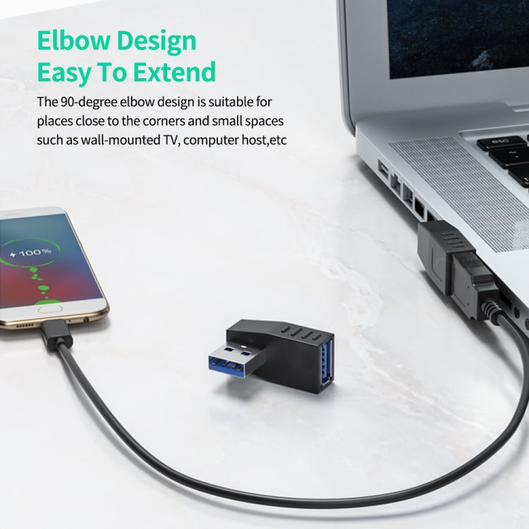 ENKAY USB 3.0 Adapter 90 Degree Angle Male to Female Combo Coupler Extender Connector, Angle:Horizontal Left - USB 3.0 by ENKAY | Online Shopping South Africa | PMC TechLife | Buy Now Pay Later Mobicred