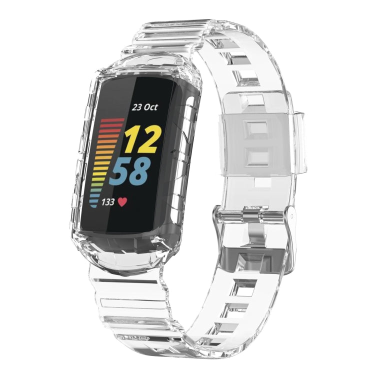 For Fitbit Charge 6 / 5 / 4 / 3 Armor Integrated TPU Watch Band(Transparent) - Watch Bands by PMC TechLife | Online Shopping South Africa | PMC TechLife | Buy Now Pay Later Mobicred