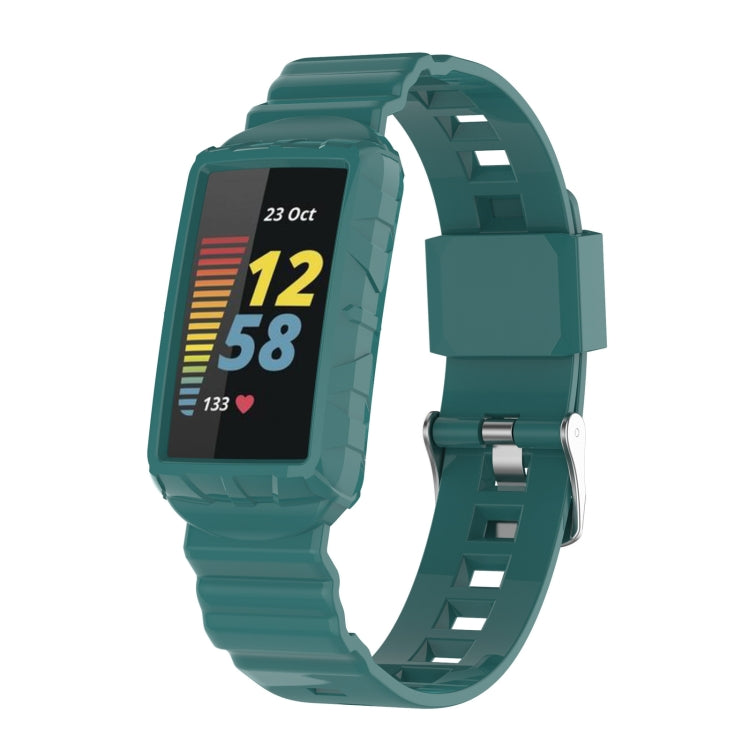 For Fitbit Charge 6 / 5 / 4 / 3 Armor Integrated TPU Watch Band(Pine Green) - Watch Bands by PMC TechLife | Online Shopping South Africa | PMC TechLife | Buy Now Pay Later Mobicred
