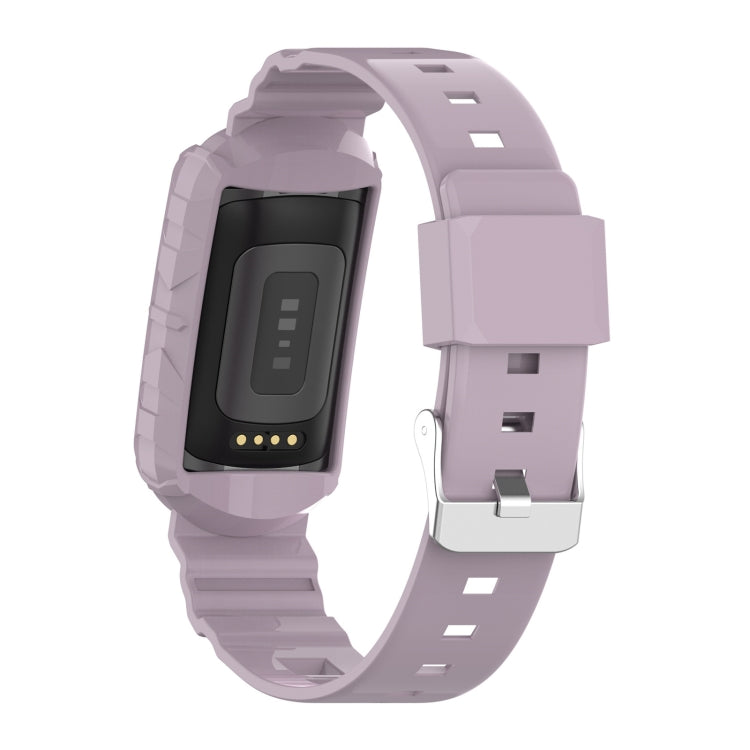 For Fitbit Charge 6 / 5 / 4 / 3 Armor Integrated TPU Watch Band(Light Purple) - Watch Bands by PMC TechLife | Online Shopping South Africa | PMC TechLife | Buy Now Pay Later Mobicred