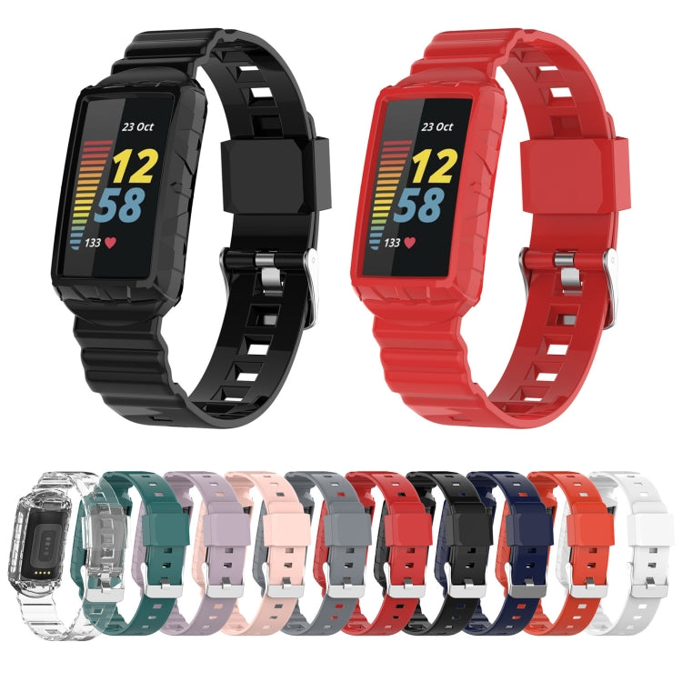For Fitbit Charge 6 / 5 / 4 / 3 Armor Integrated TPU Watch Band(Red) - Watch Bands by PMC TechLife | Online Shopping South Africa | PMC TechLife | Buy Now Pay Later Mobicred