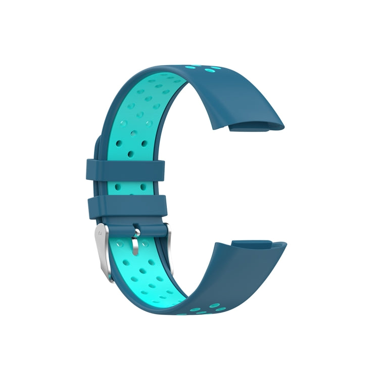 For Fitbit Charge 6 Dual Color Breathable Silicone Watch Band(Blue+Teal Green) - Watch Bands by PMC TechLife | Online Shopping South Africa | PMC TechLife | Buy Now Pay Later Mobicred